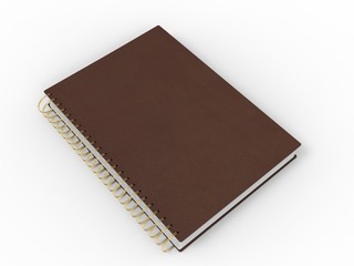 Brown leather notebook with golden spiral binding