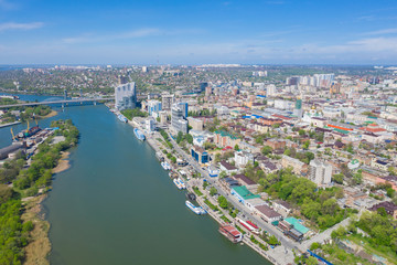 Fototapeta premium Aerial view of Rostov-on-Don and River Don. Russia
