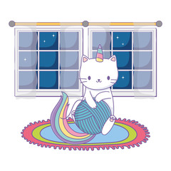 Unicorn cat cartoon vector design