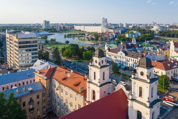 Fototapeta na wymiar Panoramic view of the historical center of Minsk. Belarus.