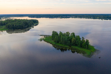 island on the lake. Leningrad region, Russia. Northern nature of Russia. Traveling in Russia. Scandinavia.