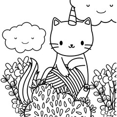 Unicorn cat cartoon vector design
