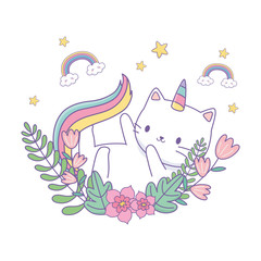 Unicorn cat cartoon vector design
