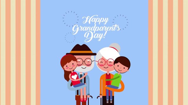 happy grandparents day card with family members