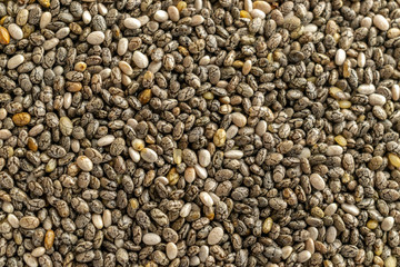 Organic chia seeds texture. Healthy Superfood. Healthy breakfast, vitamin snack, diet and healthy eating concept.
