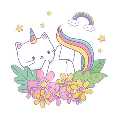 Unicorn cat cartoon vector design