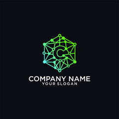 Fototapeta premium logo Technology abstract dot connection cross vector logo 