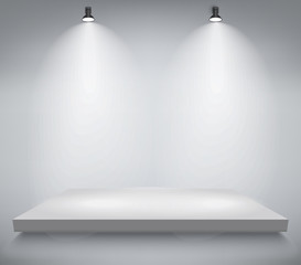 Product presentation podium, white stage, Empty white pedestal, blank template mockup. vector