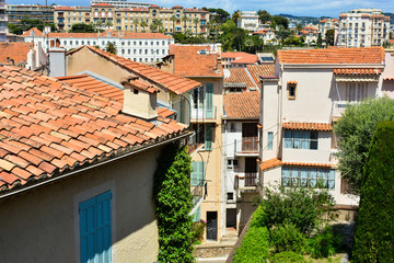 The city of Cannes in France. Beautiful streets and buildings of the old town in the Provence region