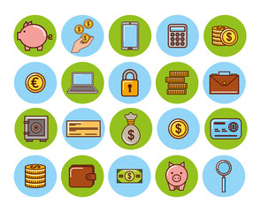 money and finances set icons