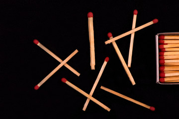matches on a black background
