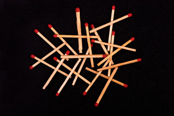 matches on a black background