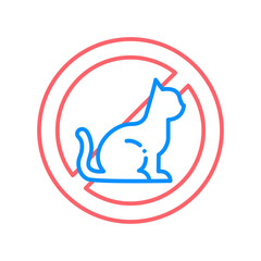 Fototapeta na wymiar Animal allergy line color icon. Reaction to cat hair. Respiratory disease. Sign for web page, mobile app, button, logo.