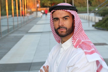 Powerful Arab businessman man close up 