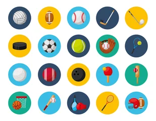 Fotobehang bundle of sports equipment icons © Gstudio