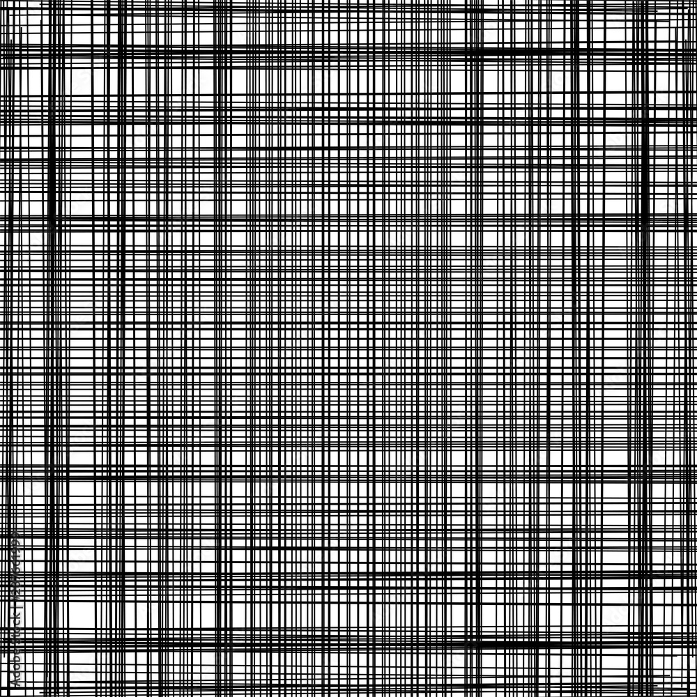 Leinwandbilder Crosshatch, tangled straight lines. Dynamic, random lines grid, mesh. Crossing  scribble stripes abstract geometric pattern