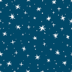 Fototapeta premium Christmas snowflakes on a blue background. Seamless background. Vector illustration.