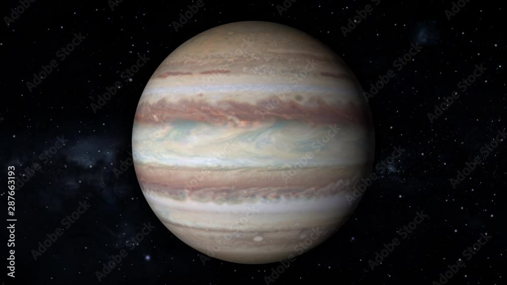 Wall mural jupiter planet surface rotating whole sphere milky way stars in background. contains public domain e