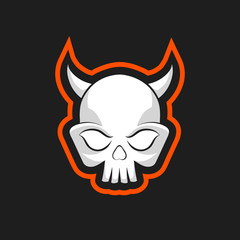 Skull icon. Skull with horns logo design template