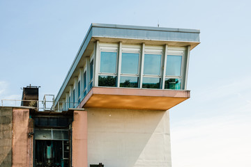 Vintage architecture of the hydroelectric power plant at Centrale Hydroelectrique de Gambsheim