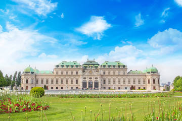 Beautiful view of the Belvedere Palace in Vienna, Austria