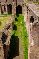 Fototapeta na wymiar Detail of the walls of the Stadium of Domitian on the Palatine Hill in Rome