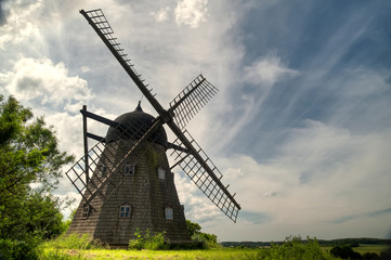 Plakat old wooden windmill