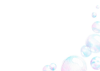 soap air bubbles, Undersea effect, watercolor hand painting isolate on white background