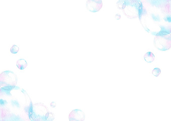 soap air bubbles, Undersea effect, watercolor hand painting isolate on white background