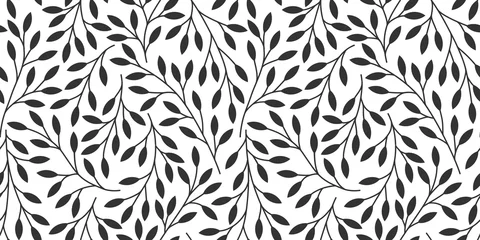 Wall murals White Elegant floral seamless pattern with tree branches. Vector organic background.