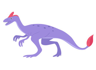Oviraptor in cartoon style Isolated on a white background. Vector graphics.