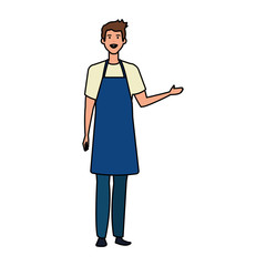 happy young artist man with apron