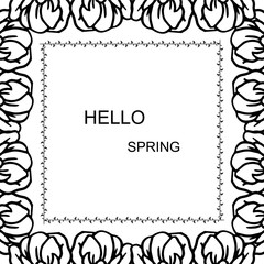 Background for banner hello spring, with simple style leaf floral frame. Vector