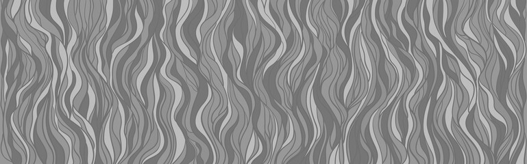 Seamless wallpaper on horizontally surface. Wavy background. Hand drawn waves. Black and white illustration