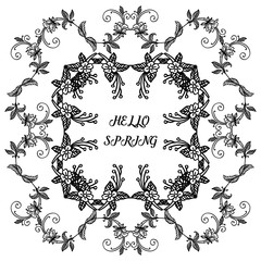 Hello spring, with modern decorative element leaf flower frame. Vector