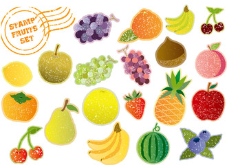 果物　スタンプ　スタンプ風　フレーム　ワンポイント　トロピカル　ワンポイント