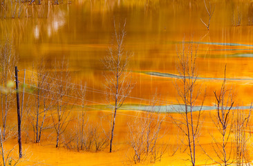 nature pollution from copper mine at lake Geamana, Romania