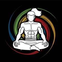 Samurai composition cartoon graphic vector