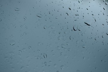 close up rain drops on windows glass.