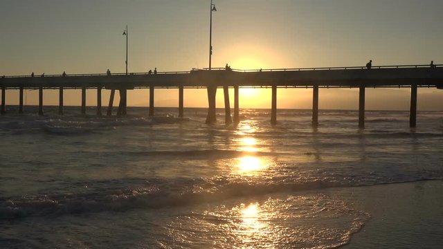 Beautiful ocean sunset over the Venice Beach Pier in California