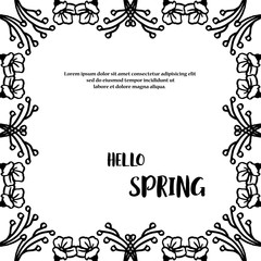 Various banner hello spring, with art style of leaf flower frame. Vector