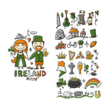 Travel to Ireland. Icons set for your design