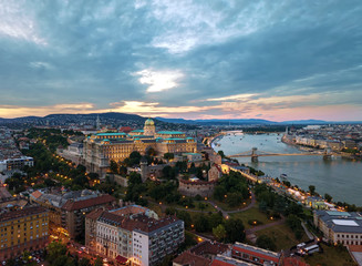 Buda castle in sunset. Cityscape, hungary budapest. 