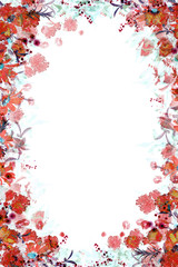 Red floral flower design frame graphic