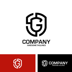 simple shield with initial letter G Logo vector concept