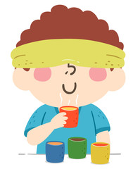 Kid Boy Guess Smell Illustration