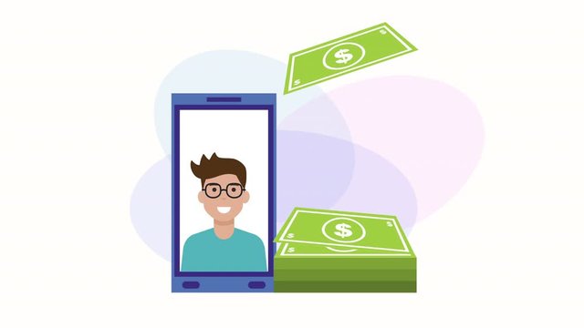 smartphone with social media marketing animation