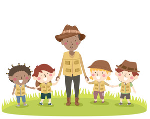 Kids Safari Tour Guide Illustration