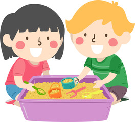 Kids Sensory Scooping Beans Illustration