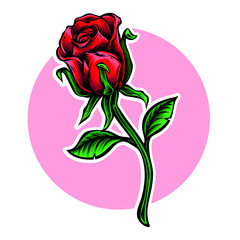 rose stem flower vector illustration